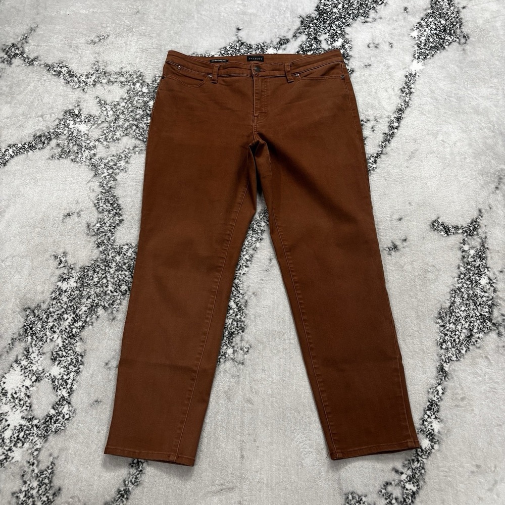 Talbots Jeans Womens Size 14 Slim Ankle Rust Brown Denim Five Pocket